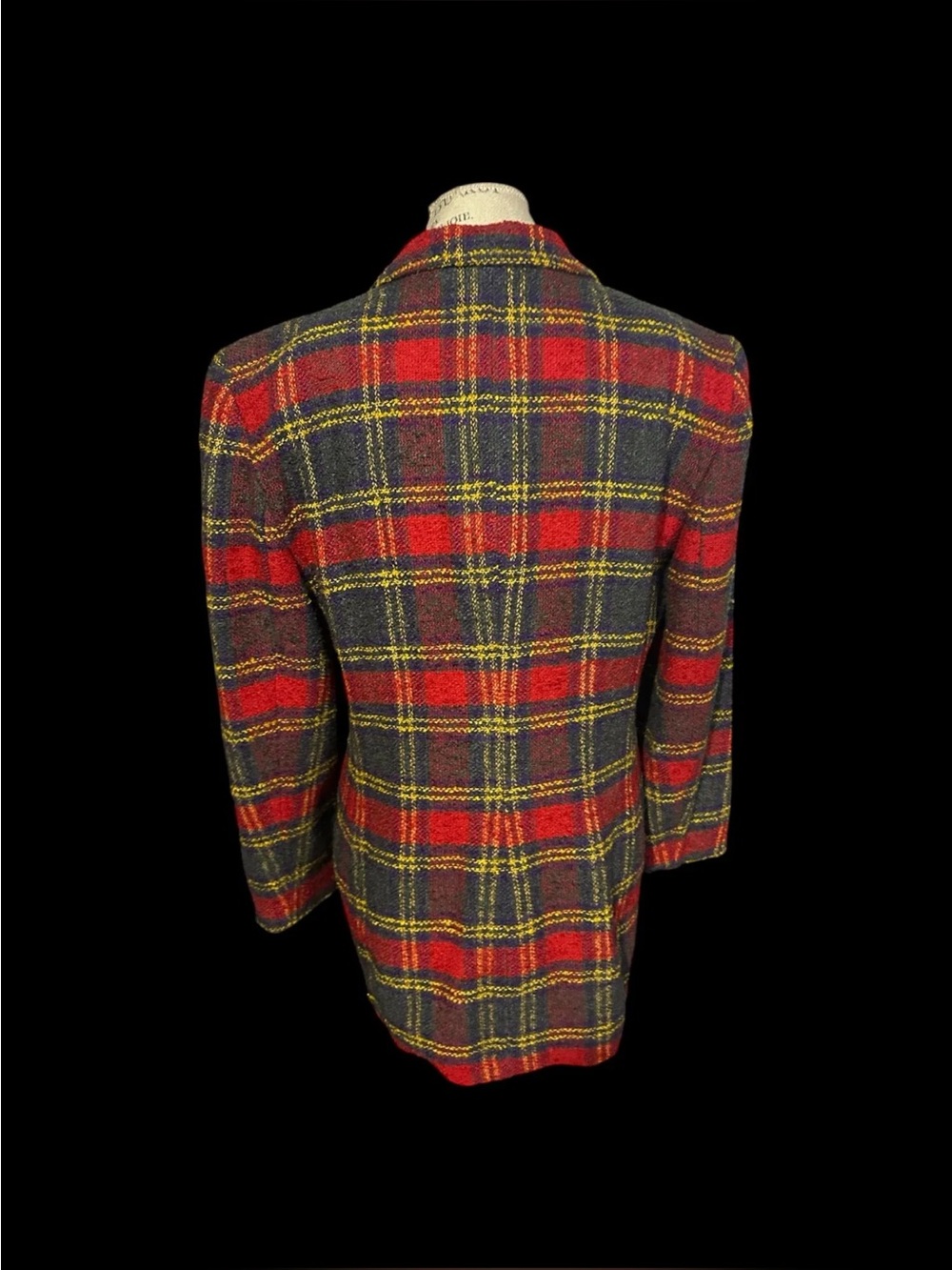 Vintage Red & Black Plaid Wool Jacket